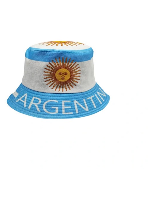 Palarie bucket, palarie de suporter din textil cu imprimeu Argentina, Cupa Mondiala FIFA 2026, alb/albastru, marime unica