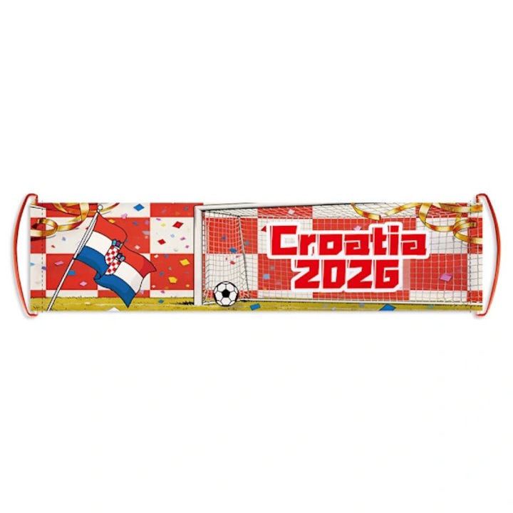 Banderola/banner pentru suporteri Croatia 2026, cu manere, cu drapel national, Rosu/Alb, 1 buc
