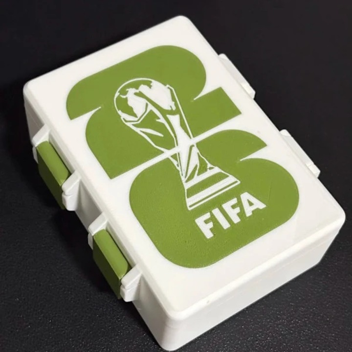 Cutie depozitare autocolante Cupa Mondiala 2026, 9,7x11,8x8,2cm, alb/verde