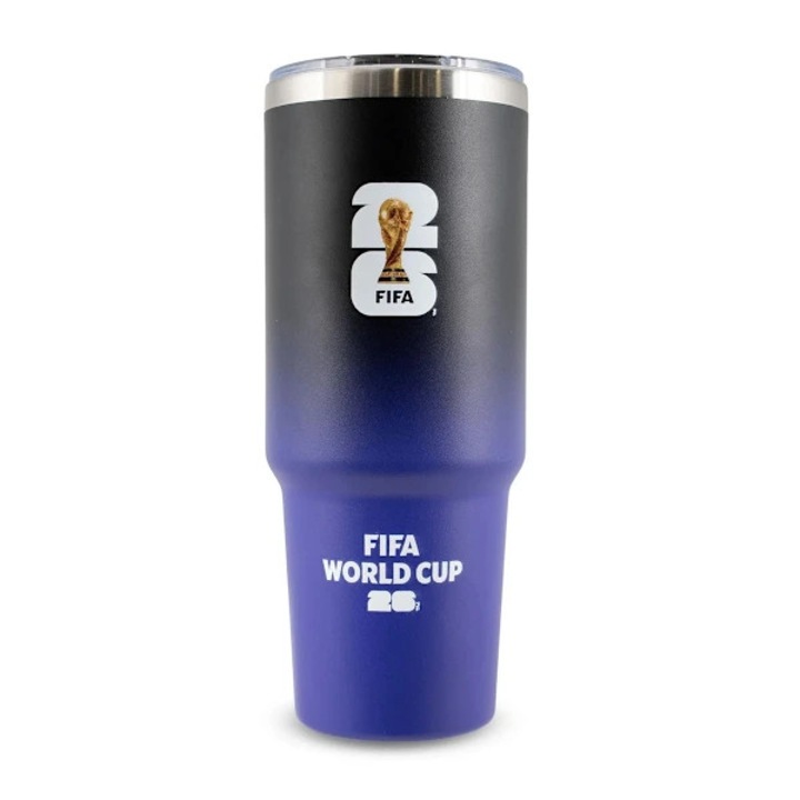 Termos cana termica Cupa Mondiala FIFA, din otel inoxidabil, izolat dublu perete, negru/violet, 1 buc