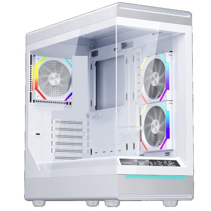 Кутия 1stPLAYER Gaming WD8-wh, 3 aRGB вентилатора плюс PWM, ATX, дистанционно управление, бяла