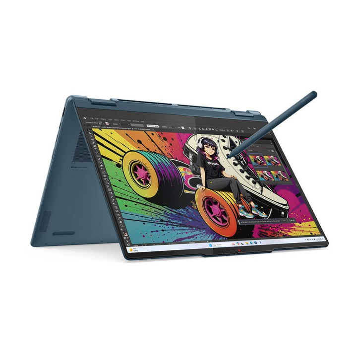 Laptop 2-in-1 Lenovo Yoga 7 14AKP10 WUXGA OLED 14 inch AMD Ryzen AI 7 350 16GB 512GB SSD Windows 11 Home Tidal Teal