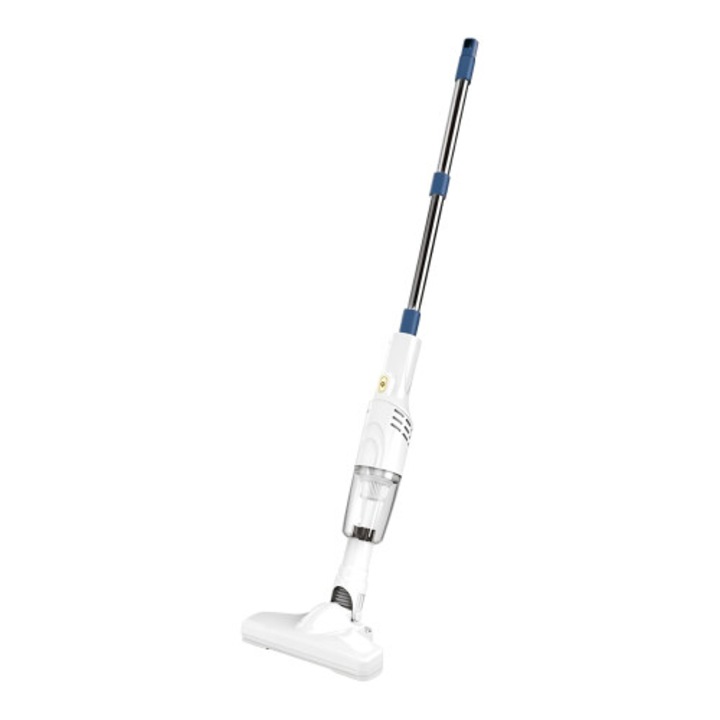 Aspirator vertical fara fir, tip stick, usor si portabil, fara sac, cu rezervor transparent, alb/albastru, 1 buc.