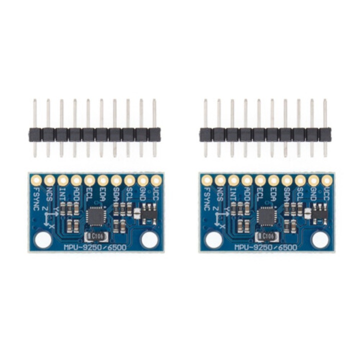 2 darabos készlet, MPU-9250 GY-9250 9 tengelyes érzékelő modul, I2C/SPI kompatibilis, háromtengelyes giroszkóp és háromtengelyes gyorsulásmérő, Kék