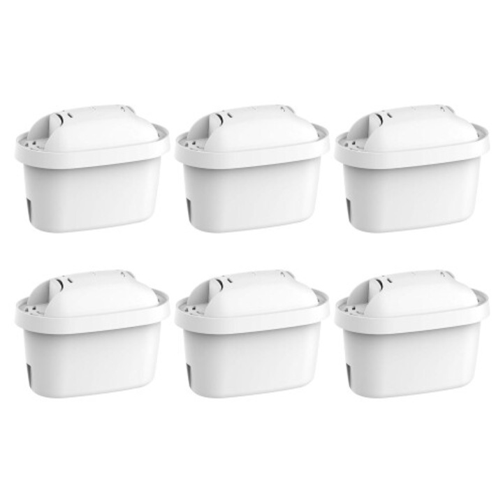 Set 6 bucati, filtru de apa cartus filtrant pentru eliminarea plumbului si arsenicului, filtrare multi-etape cu carbune activ din coaja de nuca de cocos si rasina schimbatoare de ioni, alb