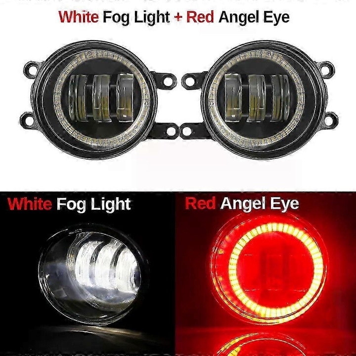 LED Angel Eye ködlámpa szett, 12V, fehér piros, 3.54inch, Toyota Camry 2018-2021