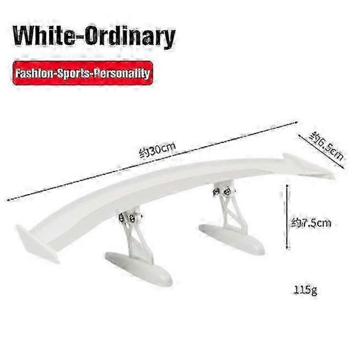 Eleron spate spoiler universal FG05, din ABS vopsit cu aspect fibra de carbon, unghi ajustabil pentru forta de apasare, montaj fara gaurire cu banda adeziva non-marcanta, Alb, 1 buc