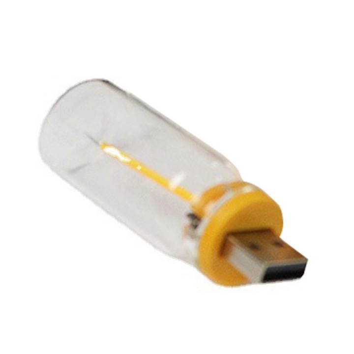 Lumina de noapte usb, lampa ambientala plug-and-play, fara palpaire, fara incalzire, plastic, alb cald, 1 buc