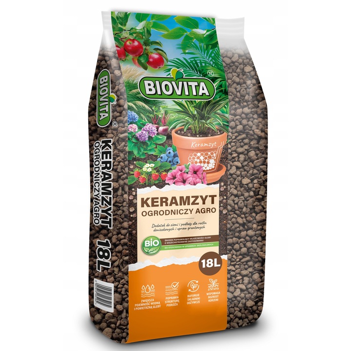 Biovita Keramzit kerti agyaggolyó 8-16 mm barna 18L