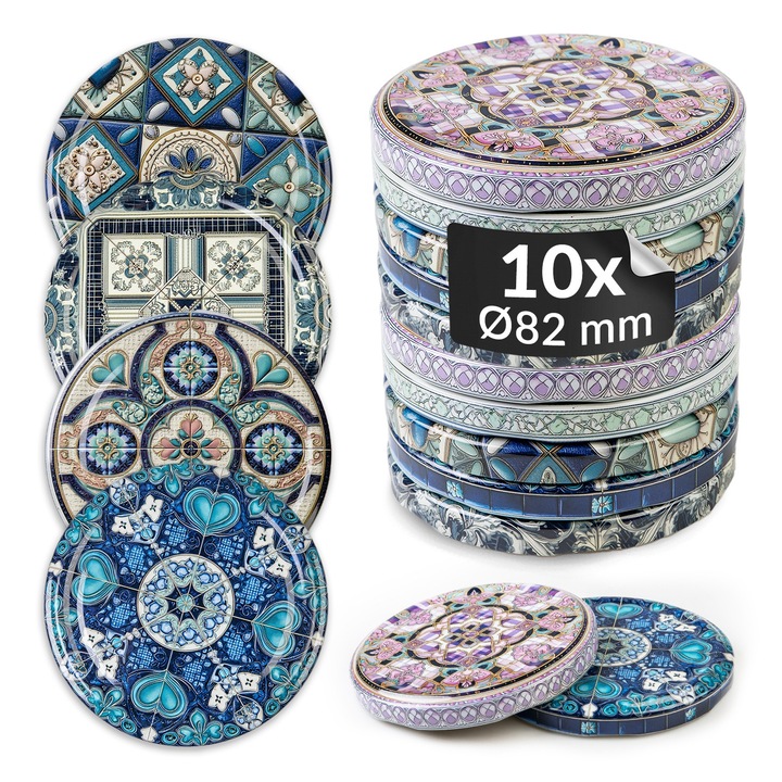 Set Capace Din Plastic Cu 6 Prinderi Pentru Borcane Fi 82 mm, Superbutelki, 82 mm, Multicolor, Reutilizabile, 10 Bucati