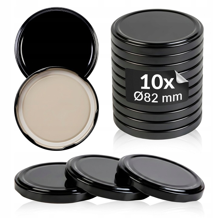 Set Capace Ermetice Din Plastic Cu 6 Prinderi Pentru Borcane Fi 82 mm, Superbutelki, 82 mm, Negre, Pentru Conserve, 10 Bucati