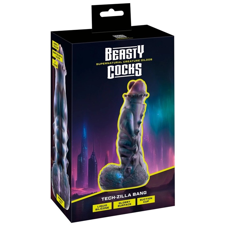 Dildo Beasty Cocks Tech-Zilla Bang szilikon metál 23,5x6cm