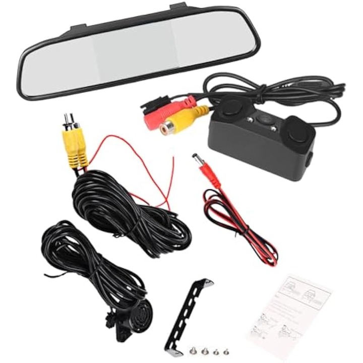 Monitor oglinda retrovizoare 4.3 inch LCD cu camera marsarier si senzor radar 170 grade