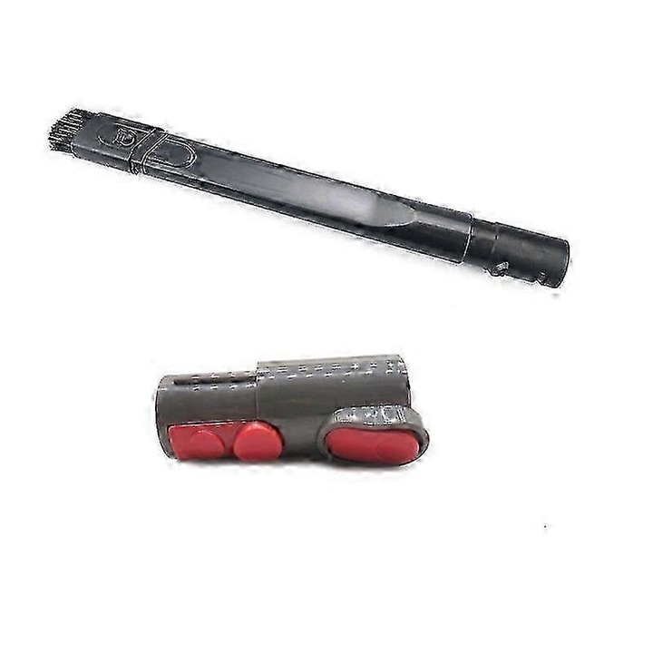 Set 2 piese, duza plata pentru aspirator compatibil Dyson V6/V7/V8/V10/V11, flexibil curbabil pana la 180°, din plastic durabil, negru, 1 duza + 1 adaptor