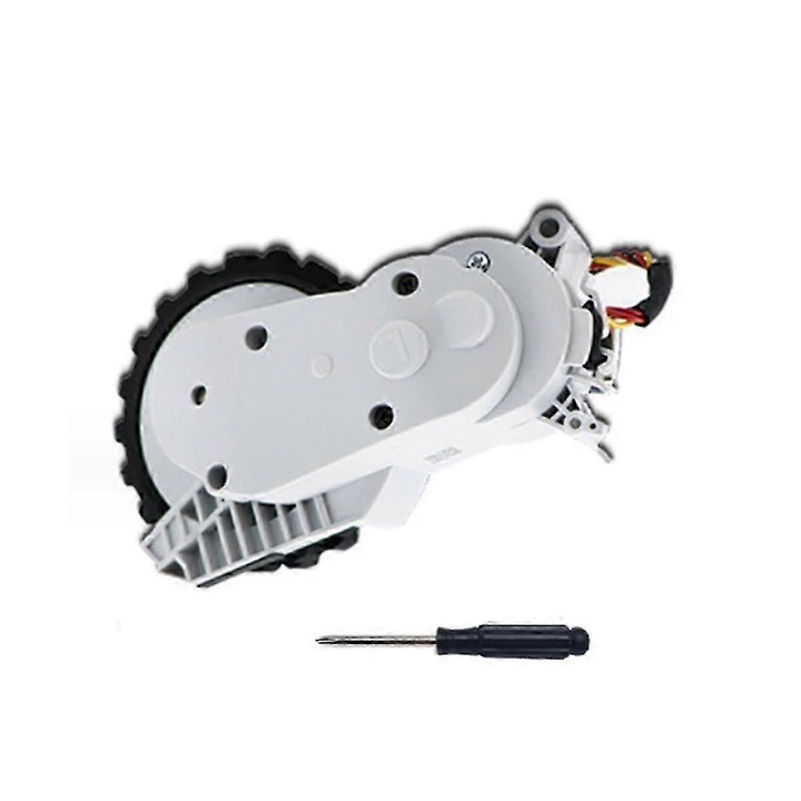Roata stanga, kit de inlocuire, plastic, alb-negru, pentru aspirator robot, dimensiuni standard