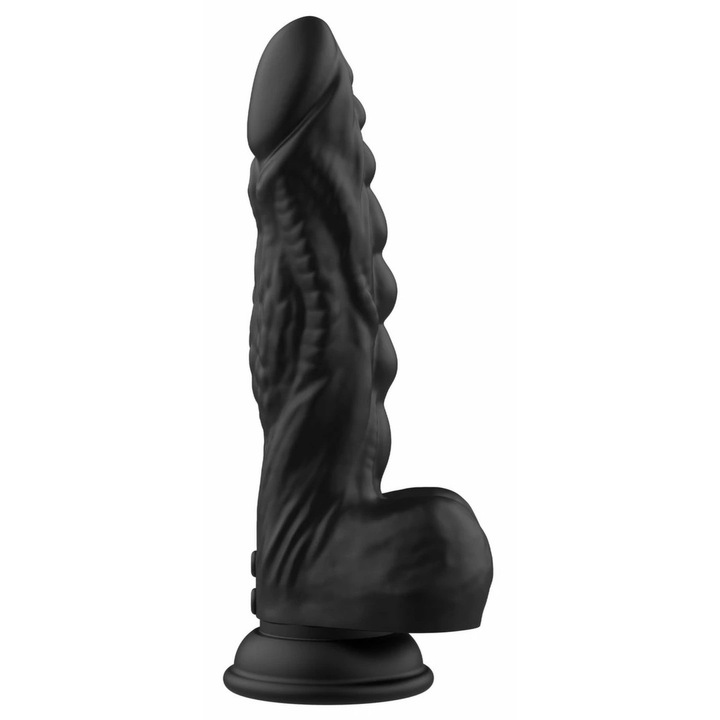 Dildó vibrátor Hidden Desire EXTREME Raptor Monster, nem porózus orvosi szilikonból, többmódú vibrációval és boost funkcióval, tapadókorongos talppal, kompatibilis hevederekkel, Fekete, 26 cm