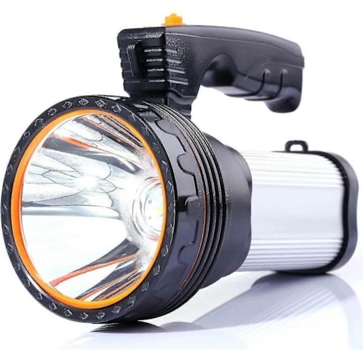 Преносим акумулаторен LED фенер 35W, 9000/1000 lm, обхват 800 м, батерия 6000mAh 18650, функция power bank, водоустойчив IPX4, сребрист, 1 бр