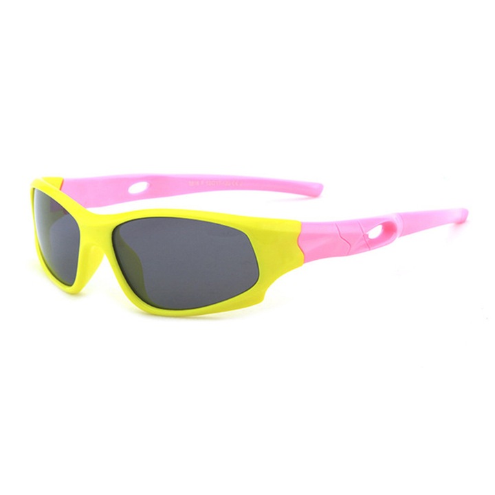 Kids Polarized Sunglasses (816-C2) - Sport Type - Bright Yellow / Pink