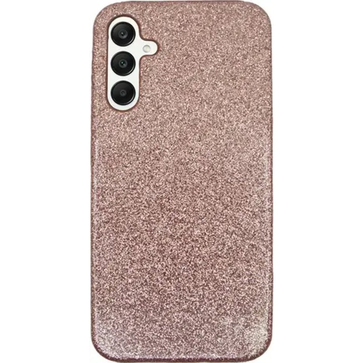 Husa Vivid Glitter, pentru Samsung Galaxy A25 5G, din plastic dur, cu glitter, auriu-roz