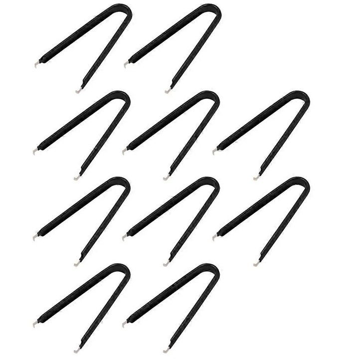 Set 10 bucati, instrument de extragere DIP/IC, extractor componente, metal si plastic, clip in forma de U, negru