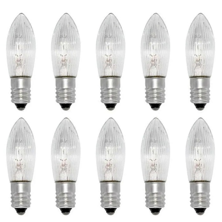 10 db E10 LED filament izzó készlet, meleg fehér, üveg, 3.3x5.5cm, retro gyertya design
