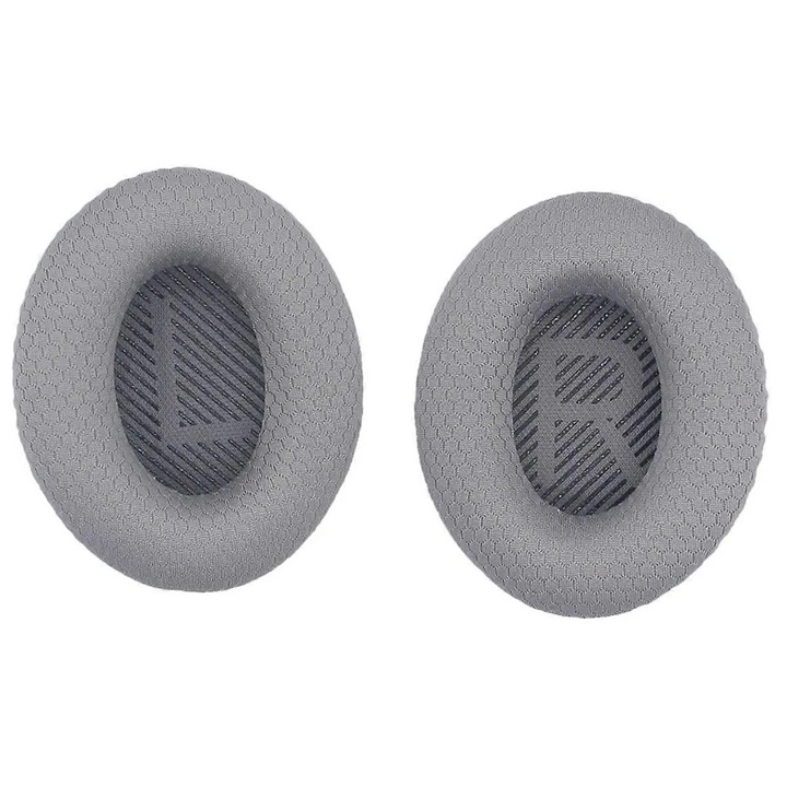 Възглавнички за слушалки, наушници, за BOSE QuietComfort QC35, с мемори пяна, покрити с мрежа и гъба, звукоизолация, сиви, 2 броя