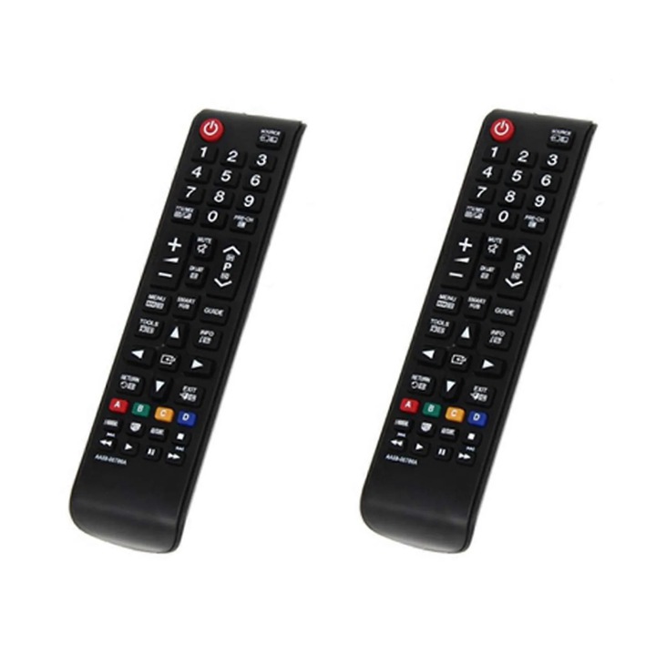 Távirányító csere Samsung AA59-00786A AA5900786A modellekhez, kompatibilis okostévékkel, műanyag, 2 x AA elemmel működik, fekete, 2 darabos szett