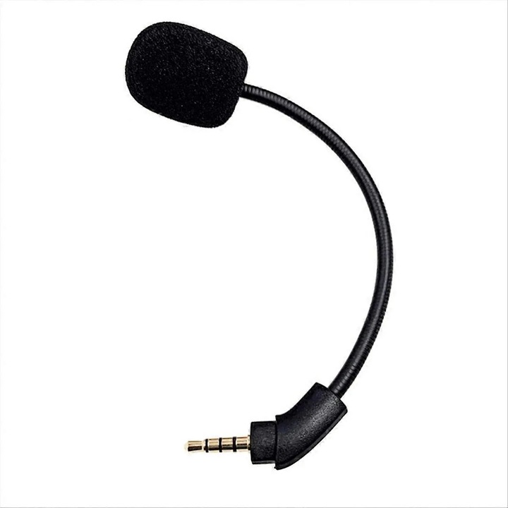 Microfon de gaming 3.5mm cu brat flexibil, detasabil, cu spuma antivant, compatibil cu headset Kingston, Negru