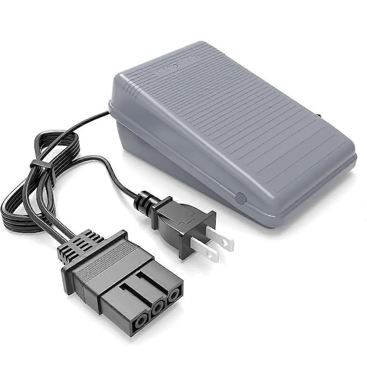 Varrógép pedál és tápkábel, szürke, 110V, univerzális US dugó