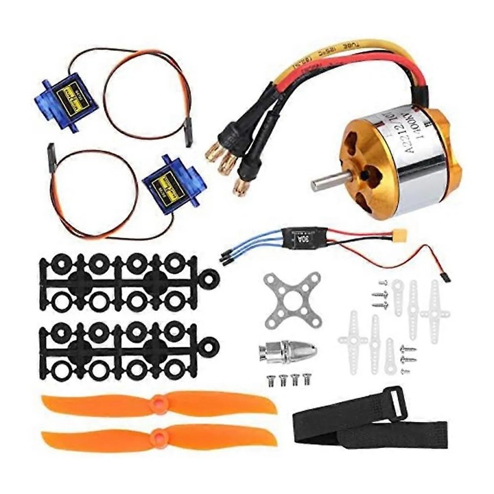 Kit accesorii elicopter RC motor 2212 1400KV servo SG90 9G ESC 30A multicolor 0.99x0.99x0.99cm