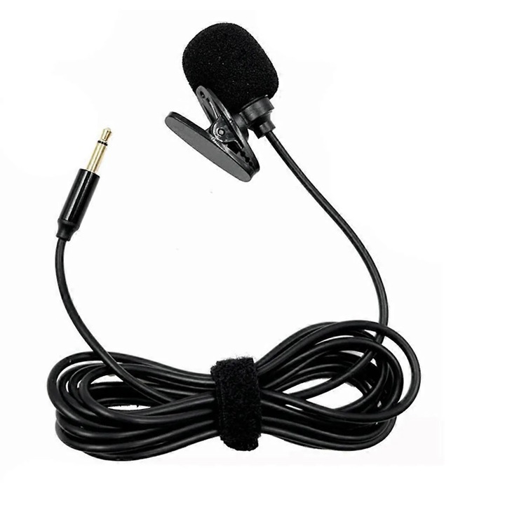 3.5mm-es lavalier mikrofon, fekete műanyag