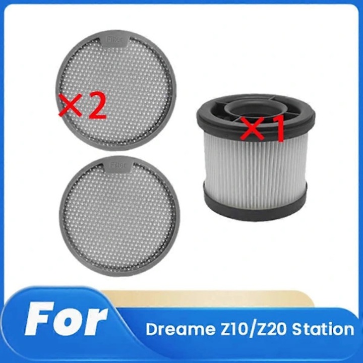 Set 3 bucati filtre compatibile Dreame Z10/Z20 Station, filtru HEPA inalta eficienta, plasa lavabila, asa cum se vede, 1 x filtru HEPA, 2 x filtru din bumbac