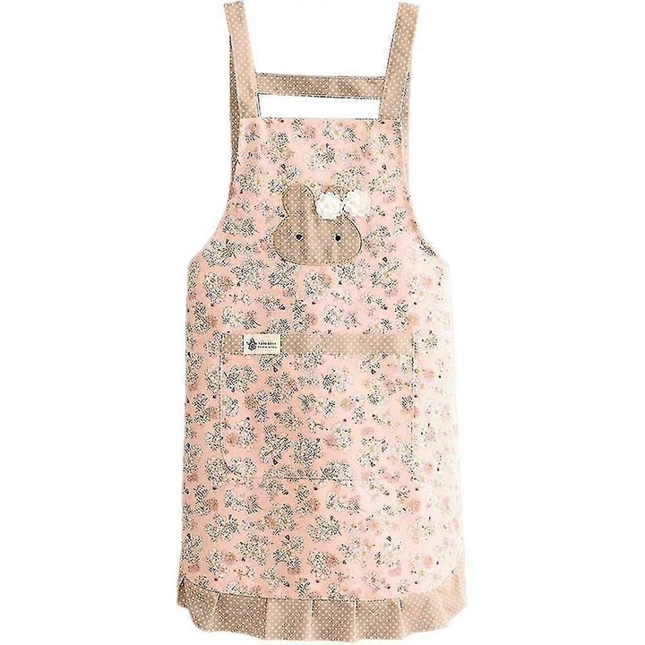 Sort de bucatarie pentru fete, bumbac, imprimeu floral, cu buzunare, ajustabil, multicolor