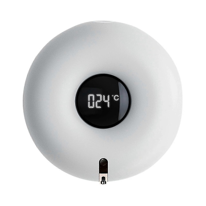 Dozator automat sapun/dezinfectant montat pe perete, senzor infrarosu non-contact, dozare spuma eficienta, afisaj LED baterie si temperatura, incarcare Type-C, alb, 280ml