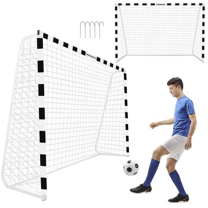 Poarta de fotbal din otel, 200x300cm, profil 38mm, cu elemente de fixare