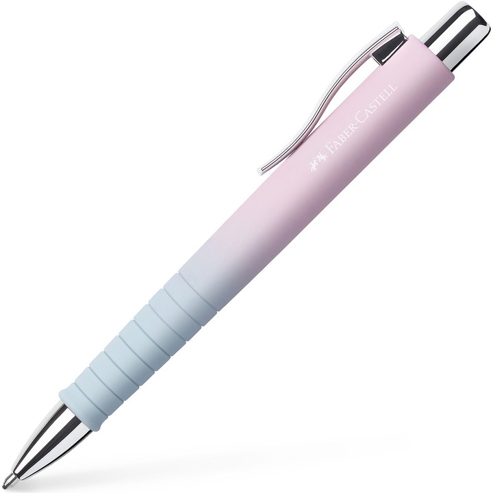 Химикалка с механизъм Faber-Castell Polyball Flow, Син/Розов, XB