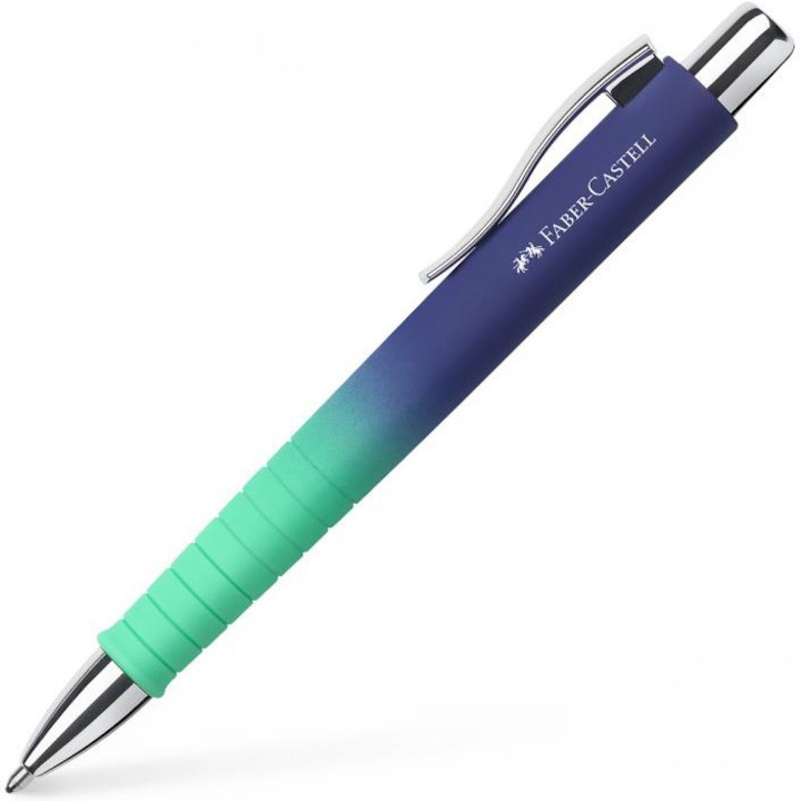 Химикалка с механизъм Faber-Castell Polyball Flow, Син/Тюркоаз, XB