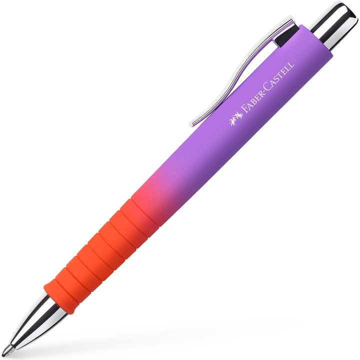 Химикалка с механизъм Faber-Castell Polyball Flow, Виолетов/Оранжев, XB