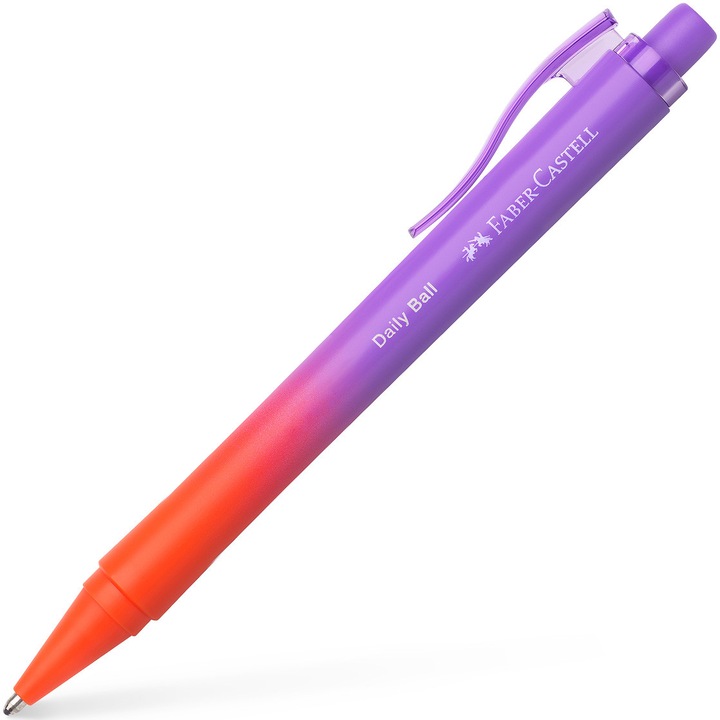 Химикалка с механизъм Faber-Castell Daily Flow, Виолетов/Оранжев, XB