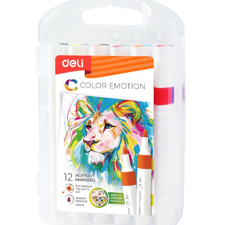 Markere acrilice Deli Color Emotion set 12 culori