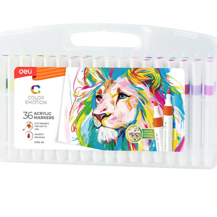 Markere acrilice Deli Color Emotion set 36 culori