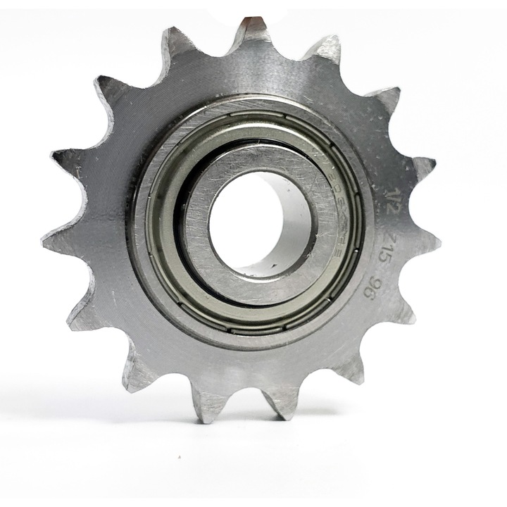 Lánckerék / fogaskerék Ozdowski 08B-1, 15 fog, csapággyal, 12,7 mm (1/2") osztás, 10 mm furatátmérő, fém, 1 db.
