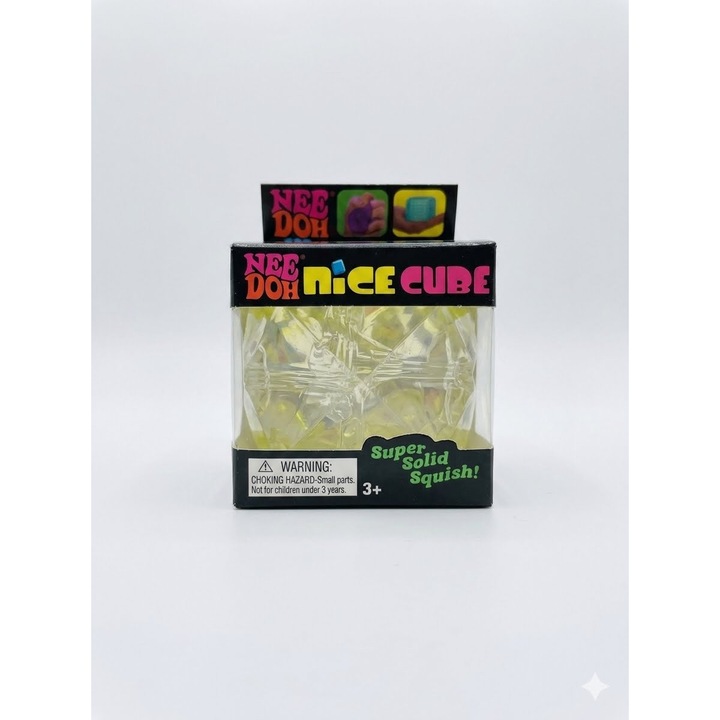 NeeDoh Nice Cube stresszoldó játék, Squishy szenzoros kocka, sárga, +3 év