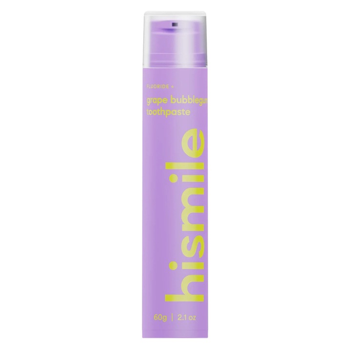 Паста за зъби с флуор и аромат на грозде, Grape Bubblegum, Hismile, 60 g