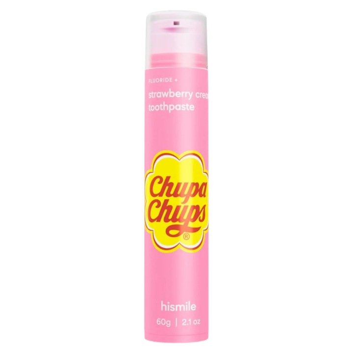 Паста за зъби с флуор и аромат на ягоди и сметана, Chupa Chups Strawberry & Cream, Hismile, 60 g
