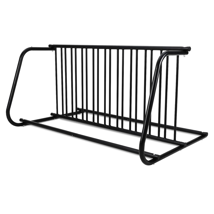 Kerékpártartó, Földre Helyezhető Parkolóállvány, Kétoldalas, 10 Kerékpár, Tartós Acél, Garázsba/Udvarra/Iskolába, Fekete
