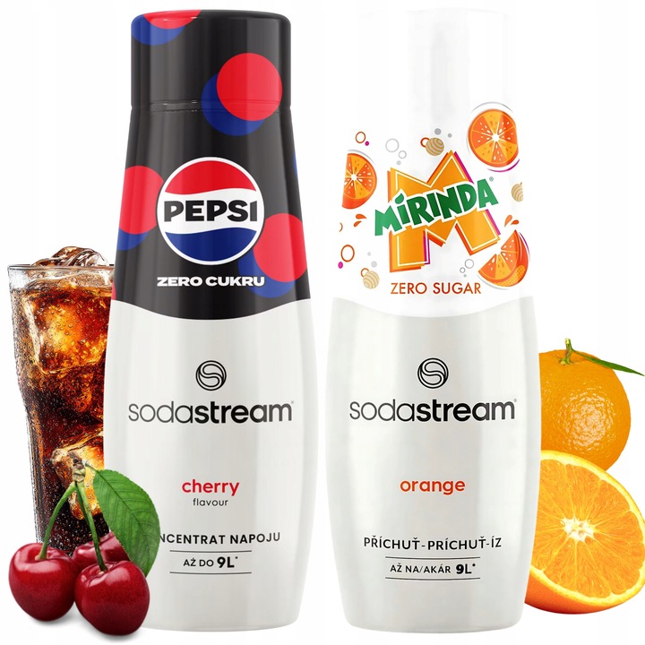 Concentrate pentru aparatul de carbonatare SodaStream: Pepsi MAX Cherry + Mirinda Zero