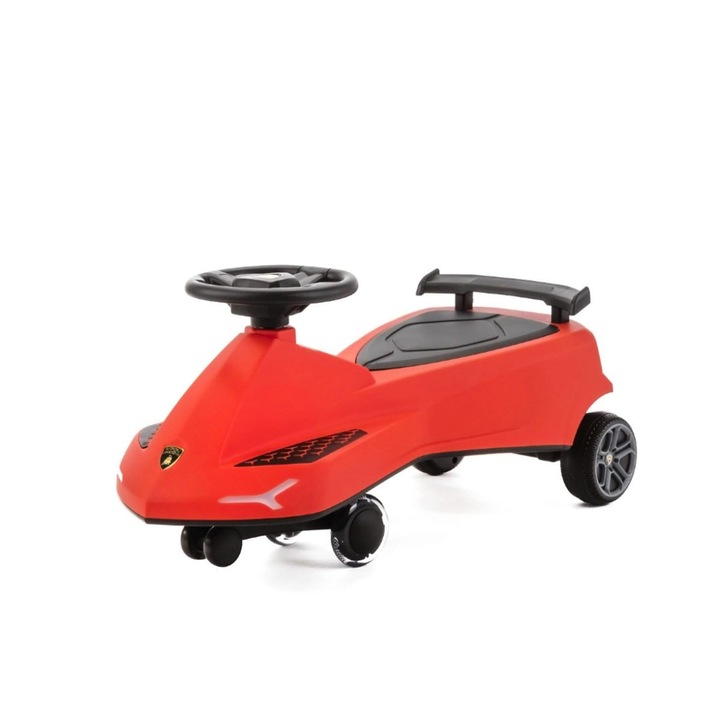 Gyermek Lamborghini Ride-On autó gravitációs meghajtással, sportkormánnyal, csendes kerekekkel, piros