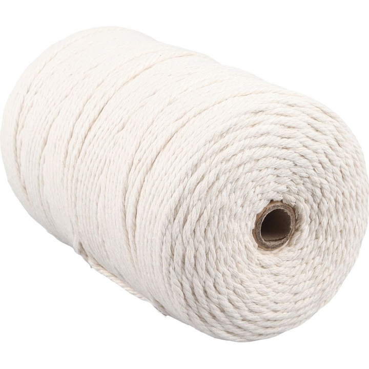 Horgolt pamutfonal 3mm 249m fehér tartós puha