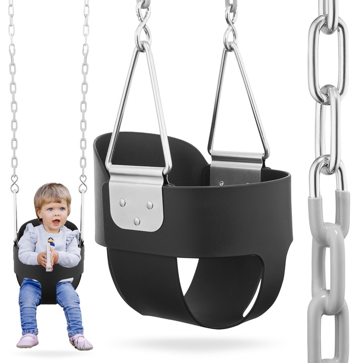 HyperMotion HYP24 SWING függőhinta kisgyermekeknek, vödör típusú ülés magas háttámlával, horganyzott láncok, EVA, max. 22 kg